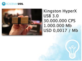 Kingston HyperX
USB 3.0
30.000.000 CPS
1.000.000 Mb
USD 0,0017 / Mb
 