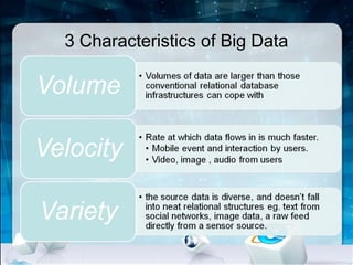3 Characteristics of Big Data
 
