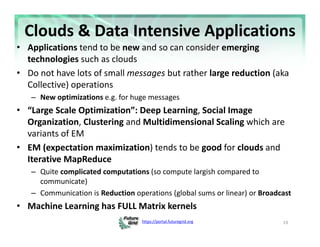 https://portal.futuregrid.org 
Clouds & Data Intensive Applications
• Applications tend to be new and so can consider emer...