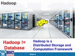 ݺߣ 6
Hadoop !=
Database
Hadoop
Hadoop is a
Distributed Storage and
Computation Framework
 