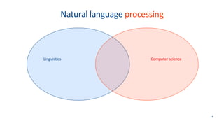 Natural language processing
4
Linguistics Computer science
 