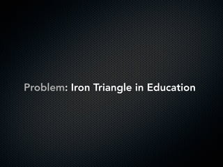 Problem: Iron Triangle in Education
 