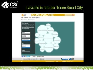 3 mesi di ascolto in rete e 7 temi di discussione
L’ascolto in rete per Torino Smart City
 