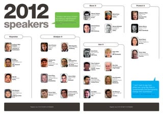 Store it                                                              Protect it


                                                                                                                                                                                                      Katherine Fithen
                                                                                                                            Alfonso Vasquez
                                                                                                                                                       Michel Floyd                                   Chief Privacy
                                                                                                                            Lead IT Strategy
                                                                                                                                                       Global CTO                                     Officer
                                                                    “Terrapinn have done a fantastic                        Architect
                                                                                                                                                       YouGov                                         The Coca Cola
                                                                                                                            O2 UK
                                                                    job creating an agenda packed                                                                                                     Company
                                                                    with global thought-leaders”
                                                                    Nilan Peiris | Chief Marketing Technology Officer |
                                                                    Holiday Extras

                                                                                                                            Ahmed Soliman
                                                                                                                                                       Stewart Marshall                               Britton Murray
                                                                                                                            Associate,
                                                                                                                                                       IS Enterprise                                  Senior Counsel:
                                                                                                                            Global IT
                                                                                                                                                       Architect                                      Privacy
                                                                                                                            Director
                                                                                                                                                       Oxfam                                          Hilton Worldwide
                                                                                                                            RW Armstrong




Keynotes                                                          Analyse it
                                                                                                                                                                                                      Sarah Phenix
                                                                                                                                                                                                      Head of Group
                                                                                                                                                                                                      Privacy Programme
                                                                                                                                                                                                      Barclays
  Professor Nigel
                                                      Amy O’Connor                                                                        Use it
  Shadbolt                                                                                         Mike Bugembe
                                                      Senior Director,
  Professor of AI                                                                                  Head of Analytics
                                                      Analytics
  University of                                                                                    JustGiving
                                                      Nokia
  Southampton
                                                                                                                            David Boyle
                                                                                                                                                       Helen Kellie
                                                                                                                            SVP, Consumer                                                             Simon Hania
                                                                                                                                                       CMO
                                                                                                                            Insight                                                                   Director of Privacy
                                                                                                                                                       BBC Worldwide
                                                                                                                            EMI Group                                                                 and Data Protection
                                                                                                                                                                                                      TomTom

  Dr Neel                                                                                         Arup
                                                      Joydeep Sen
  Sundersan                                                                                       Mukhopadhyay
                                                      Sarma
  Senior Director and                                                                             EVP, Head,
                                                      Former Data
  Head                                                                                            Consumer Banking          Peter Crayfourd
                                                      Infrastructure Lead
  eBay Research                                                                                   Abu Dhabi                 Group Head of
                                                      Facebook                                                                                         Max Kelly
  Labs                                                                                            Commercial Bank           Customer Lifecycle
                                                                                                                                                       Managing Director
                                                                                                                            Strategy
                                                                                                                                                       Virgin Insight
                                                                                                                            Orange – France
                                                                                                                            Telecom




                                                      David Oliver
                                                                                                  Jeremy Waite
  Mok Oh                                              Head of CRM,
                                                                                                  Head of Social                                       Anne Brunsdon
  Chief Scientist                                     Emerging Markets                                                      Nilan Peiris
                                                                                                  Media                                                Customer
  PayPal                                              Viasat                                                                Chief Marketing
                                                                                                  Phones4U                                             Marketing Director
                                                      Broadcasting                                                          Technology Officer
                                                                                                                                                       Carphone
                                                                                                                            Holiday Extras
                                                                                                                                                       Warehouse

                                                                                                                                                                                        “I can’t wait to see how
                                                                                                                                                                                        others are using Big Data to
  Alok Benjwal
                                                                                                                                                                                        fundamentally and permanently
  Vice President,
                                                      Roman Zykov
                                                                                                  Dr Enrico Bertini         Iain Welsh                 Ash Mahmud                       change their businesses”
  Digital Insights and                                                                            Research Associate        Head of Information        Head of CRM, UK
                                                      Head of Analytics                                                                                                                 Alfonso Vasquez | Lead IT Strategy Architect | O2 UK
  Analytics                                                                                       University of             Delivery                   & IE
                                                      Wikimart
  JP Morgan Chase                                                                                 Konstanz                  RBS                        Groupon
  & Co




                         Register now www.terrapinn.com/bigdata                                                                                    Register now www.terrapinn.com/bigdata
 