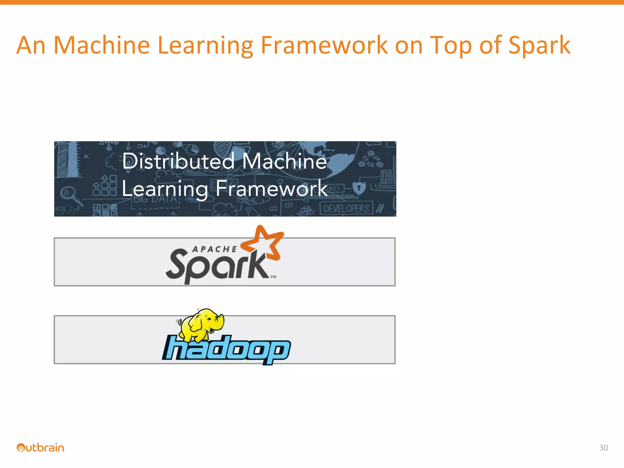 30
An Machine Learning Framework on Top of Spark
Distributed Machine
Learning Framework
 