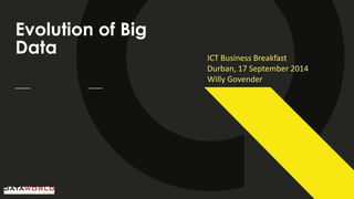 Evolution of Big Data 
ICT Business Breakfast 
Durban, 17 September 2014 
Willy Govender  