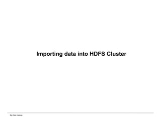 Big Data Hadoop
Importing data into HDFS Cluster
 
