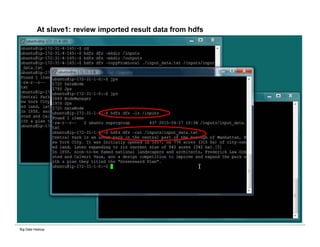 Big Data Hadoop
At slave1: review imported result data from hdfs
 