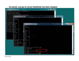 Big Data Hadoop
At slave2: use jps to review DataNode has been stopped
 
