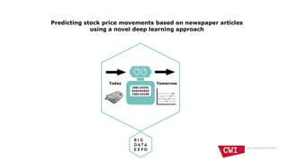 Predicting stock price movements based on newspaper articles
using a novel deep learning approach
Today Tomorrow
100110101
010101010
100110100
 
