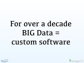 For over a decade
   BIG Data =
custom software
 