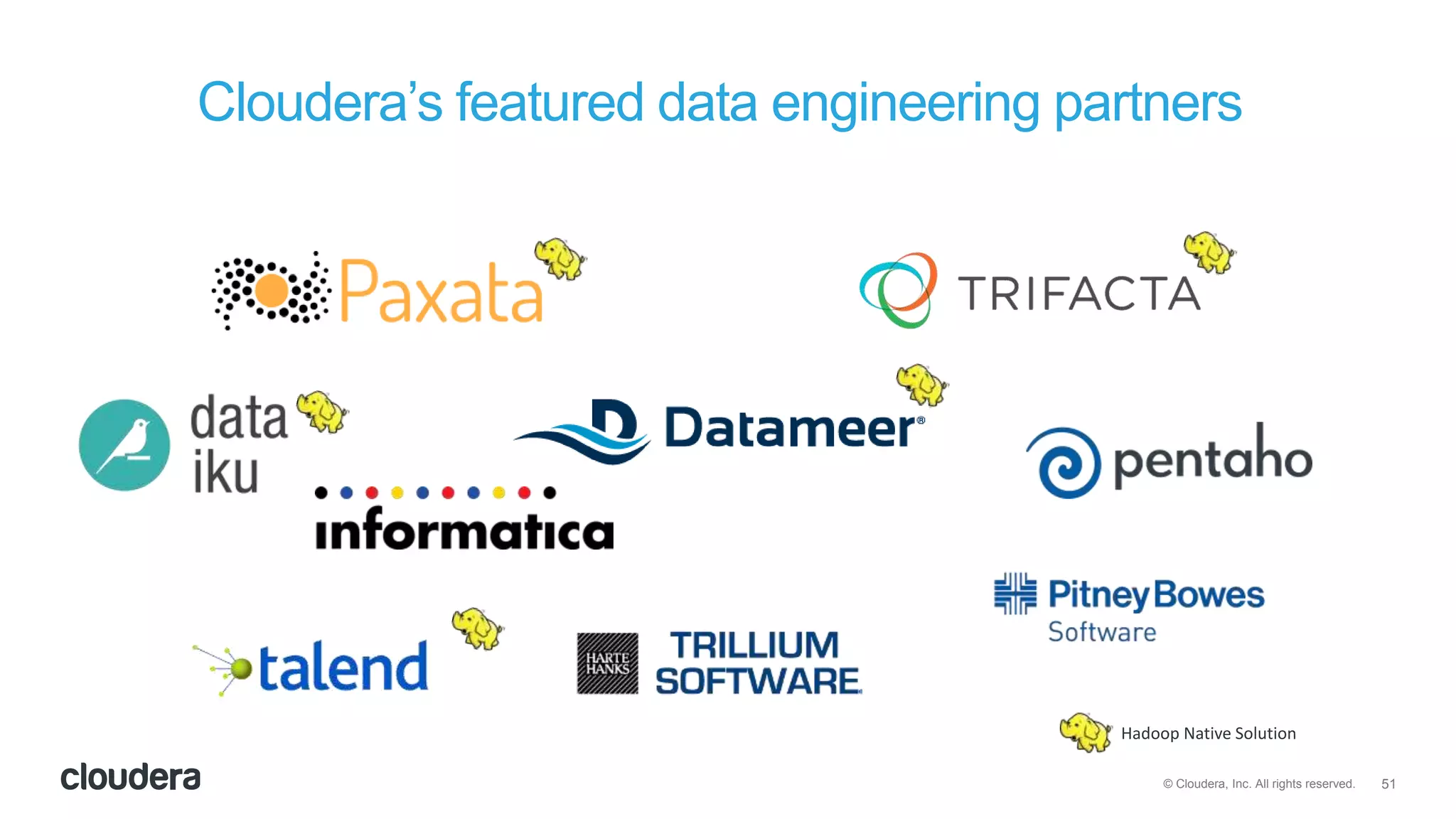 51© Cloudera, Inc. All rights reserved.
Cloudera’s featured data engineering partners
Hadoop Native Solution
 