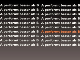 A performt besser als B
A performt besser als B
A performt besser als B
A performt besser als B
A performt besser als B
A performt besser als B
A performt besser als B
A performt besser als B
A performt besser als B
A performt besser als B

A performt besser als B
A performt besser als B
A performt besser als B
A performt besser als B
A performt besser als B
A performt besser als B
A performt besser als B
A performt besser als B
A performt besser als B
A performt besser als B

 