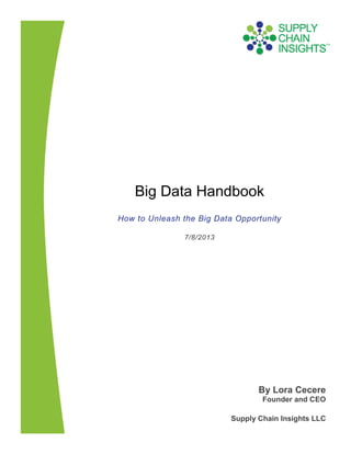 Big Data Handbook
How to Unleash the Big Data Opportunity
7/8/2013
By Lora Cecere
Founder and CEO
Supply Chain Insights LLC
 