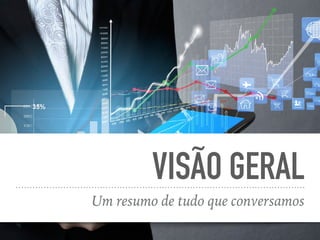 VISÃO GERAL
Um resumo de tudo que conversamos
 