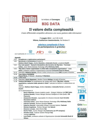 Big data, il valore della complessità, 7 maggio 2012, locandina