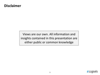 33
Views are our own. All information and
insights contained in this presentation are
either public or common knowledge
Di...