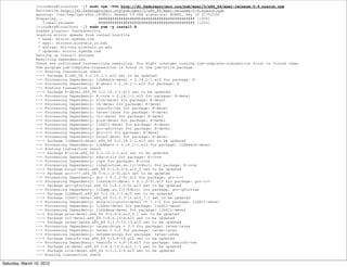 [cloudera@localhost ~]$ sudo rpm -Uvh http://dl.fedoraproject.org/pub/epel/5/x86_64/epel-release-5-4.noarch.rpm
                Retrieving http://dl.fedoraproject.org/pub/epel/5/x86_64/epel-release-5-4.noarch.rpm
                warning: /var/tmp/rpm-xfer.CPJMIi: Header V3 DSA signature: NOKEY, key ID 217521f6
                Preparing...                ########################################### [100%]
                   1:epel-release           ########################################### [100%]
                [cloudera@localhost ~]$ sudo yum -y install R
                Loaded plugins: fastestmirror
                Loading mirror speeds from cached hostfile
                 * base: mirror.symnds.com
                 * epel: mirrors.einstein.yu.edu
                 * extras: mirrors.einstein.yu.edu
                 * updates: mirror.symnds.com
                Setting up Install Process
                Resolving Dependencies
                There are unfinished transactions remaining. You might consider running yum-complete-transaction first to finish them.
                The program yum-complete-transaction is found in the yum-utils package.
                --> Running transaction check
                ---> Package R.x86_64 0:2.14.1-1.el5 set to be updated
                --> Processing Dependency: libRmath-devel = 2.14.1-1.el5 for package: R
                --> Processing Dependency: R-devel = 2.14.1-1.el5 for package: R
                --> Running transaction check
                ---> Package R-devel.x86_64 0:2.14.1-1.el5 set to be updated
                --> Processing Dependency: R-core = 2.14.1-1.el5 for package: R-devel
                --> Processing Dependency: zlib-devel for package: R-devel
                --> Processing Dependency: tk-devel for package: R-devel
                --> Processing Dependency: texinfo-tex for package: R-devel
                --> Processing Dependency: tetex-latex for package: R-devel
                --> Processing Dependency: tcl-devel for package: R-devel
                --> Processing Dependency: pcre-devel for package: R-devel
                --> Processing Dependency: libX11-devel for package: R-devel
                --> Processing Dependency: gcc-gfortran for package: R-devel
                --> Processing Dependency: gcc-c++ for package: R-devel
                --> Processing Dependency: bzip2-devel for package: R-devel
                ---> Package libRmath-devel.x86_64 0:2.14.1-1.el5 set to be updated
                --> Processing Dependency: libRmath = 2.14.1-1.el5 for package: libRmath-devel
                --> Running transaction check
                ---> Package R-core.x86_64 0:2.14.1-1.el5 set to be updated
                --> Processing Dependency: xdg-utils for package: R-core
                --> Processing Dependency: cups for package: R-core
                --> Processing Dependency: libgfortran.so.1()(64bit) for package: R-core
                ---> Package bzip2-devel.x86_64 0:1.0.3-6.el5_5 set to be updated
                ---> Package gcc-c++.x86_64 0:4.1.2-51.el5 set to be updated
                --> Processing Dependency: gcc = 4.1.2-51.el5 for package: gcc-c++
                --> Processing Dependency: libstdc++-devel = 4.1.2-51.el5 for package: gcc-c++
                ---> Package gcc-gfortran.x86_64 0:4.1.2-51.el5 set to be updated
                --> Processing Dependency: libgmp.so.3()(64bit) for package: gcc-gfortran
                ---> Package libRmath.x86_64 0:2.14.1-1.el5 set to be updated
                ---> Package libX11-devel.x86_64 0:1.0.3-11.el5_7.1 set to be updated
                --> Processing Dependency: xorg-x11-proto-devel >= 7.1-2 for package: libX11-devel
                --> Processing Dependency: libXau-devel for package: libX11-devel
                --> Processing Dependency: libXdmcp-devel for package: libX11-devel
                ---> Package pcre-devel.x86_64 0:6.6-6.el5_6.1 set to be updated
                ---> Package tcl-devel.x86_64 0:8.4.13-4.el5 set to be updated
                ---> Package tetex-latex.x86_64 0:3.0-33.13.el5 set to be updated
                --> Processing Dependency: tetex-dvips = 3.0 for package: tetex-latex
                --> Processing Dependency: tetex = 3.0 for package: tetex-latex
                --> Processing Dependency: netpbm-progs for package: tetex-latex
                ---> Package texinfo-tex.x86_64 0:4.8-14.el5 set to be updated
                --> Processing Dependency: texinfo = 4.8-14.el5 for package: texinfo-tex
                ---> Package tk-devel.x86_64 0:8.4.13-5.el5_1.1 set to be updated
                ---> Package zlib-devel.x86_64 0:1.2.3-4.el5 set to be updated
                --> Running transaction check

Saturday, March 10, 2012
 
