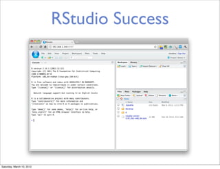RStudio Success




Saturday, March 10, 2012
 