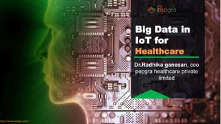 Dr.Radhika ganesan, ceo
pepgra healthcare private
limited
Big Data in
IoT for
Healthcare
http://www.pepgra.com/
 