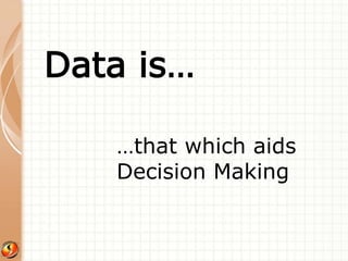 Data is… 
…that which aids 
Decision Making 
 