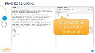 PRADŽIOS LANGAS
14
Čia matysite
visus įvestus
kintamuosius.
 