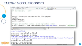 TAIKOME MODELĮ PROGNOZEI
21
 