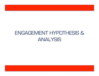What kind of Tweets or tone in
tweets ﬁt into logics of
engagement?
*Informed by survey and ethnography
Entertainment Immersion
Social
Connection
Identification
Mastery Pride Play Advocacy
 