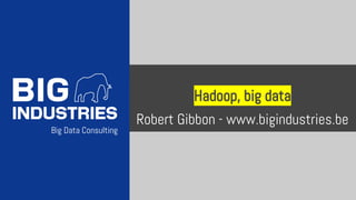 Big Data Consulting
Hadoop, big data
Robert Gibbon - www.bigindustries.be
 