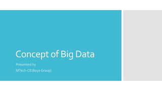Concept of Big Data
Presented by
MTech-CE(Boys Group)
 