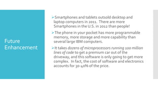 Future
Enhancement
Smartphones and tablets outsold desktop and
laptop computers in 2011. There are more
Smartphones in th...