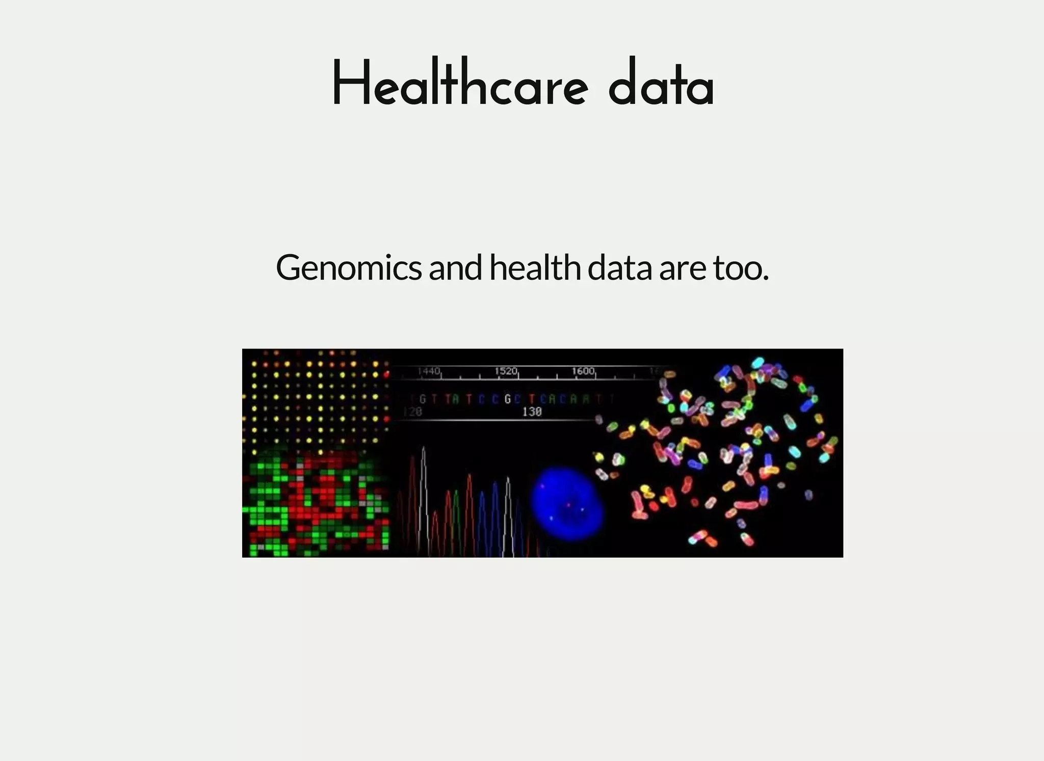 Genomicsandhealthdataaretoo.
Healthcare dataHealthcare data
 