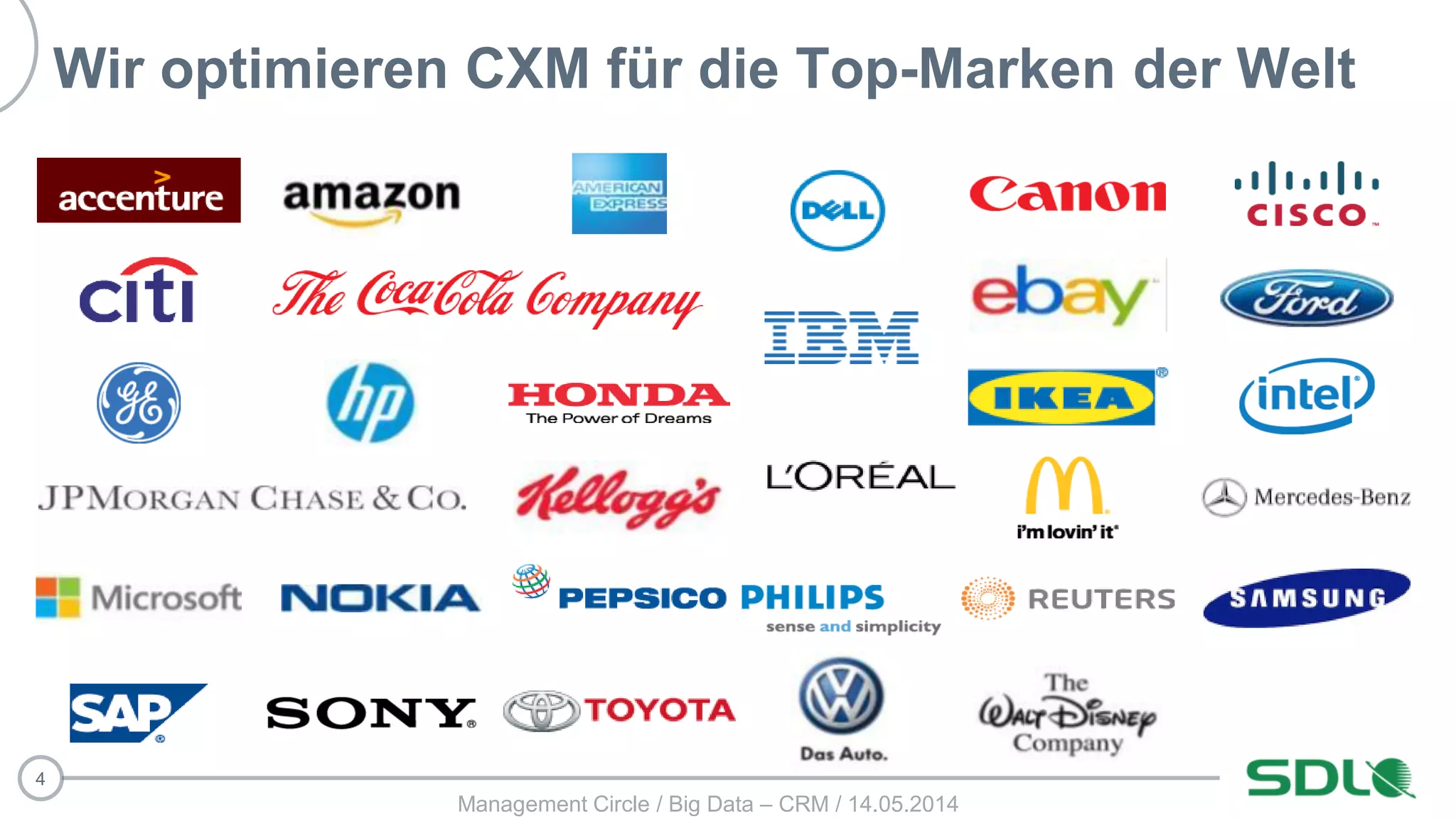 4
Wir optimieren CXM für die Top-Marken der Welt
Management Circle / Big Data – CRM / 14.05.2014
 