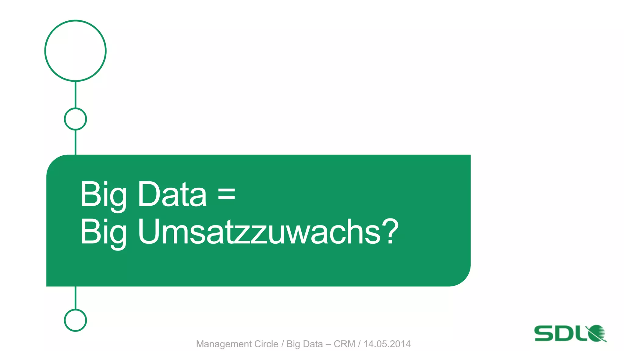 Big Data =
Big Umsatzzuwachs?
Management Circle / Big Data – CRM / 14.05.2014
 