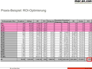 BI und Big Data
Praxis-Beispiel: ROI-Optimierung
 