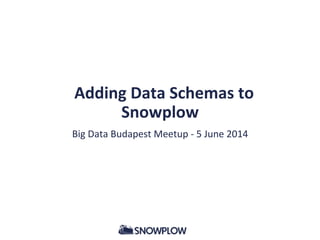  	
  Adding	
  Data	
  Schemas	
  to	
  
Snowplow	
  
Big	
  Data	
  Budapest	
  Meetup	
  -­‐	
  5	
  June	
  2014	
  
 