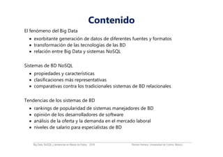 Big data, NoSQL y tendencias en Bases de Datos 2018. | PDF