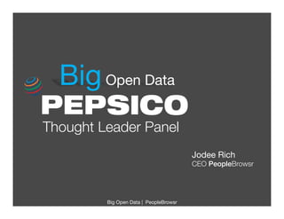 Big Open Data
Thought Leader Panel
                                        Jodee Rich
                                        CEO PeopleBrowsr




         Big Open Data | PeopleBrowsr
                                    
 