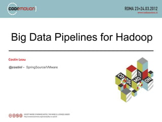 Big Data Pipelines for Hadoop
Costin Leau

@costinl – SpringSource/VMware
 