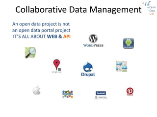 Collaborative Data Management
An open data project is not
an open data portal project
IT’S ALL ABOUT WEB & API
 