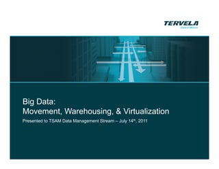 Big Data:
Movement, Warehousing, & Virtualization
Presented to TSAM Data Management Stream – July 14th, 2011
 
