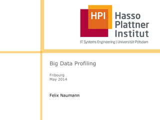 Big Data Profiling
Fribourg
May 2014
Felix Naumann
 