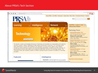About PRSA’s Tech Section

Using Big Data & Analytics to Increase PR & Marketing Brand Awareness

27

 