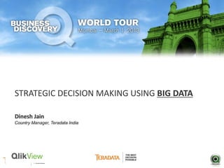 STRATEGIC DECISION MAKING USING BIG DATA

Dinesh Jain
Country Manager, Teradata India
 