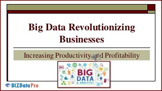 Big Data Revolutionizing
Businesses
Increasing Productivity and Profitability
 