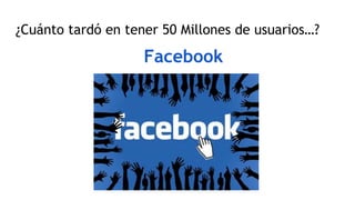 ¿Cuánto tardó en tener 50 Millones de usuarios…?
Facebook
2 años
 