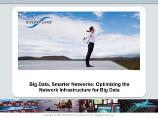 Big Data, Smarter Networks: Optimizing the
                        Network Infrastructure for Big Data



Slide 1 | PROPRIETARY AND CONFIDENTIAL
                                 Copyright © 2011 Solarflare Communications, Inc. All Rights Reserved.
 