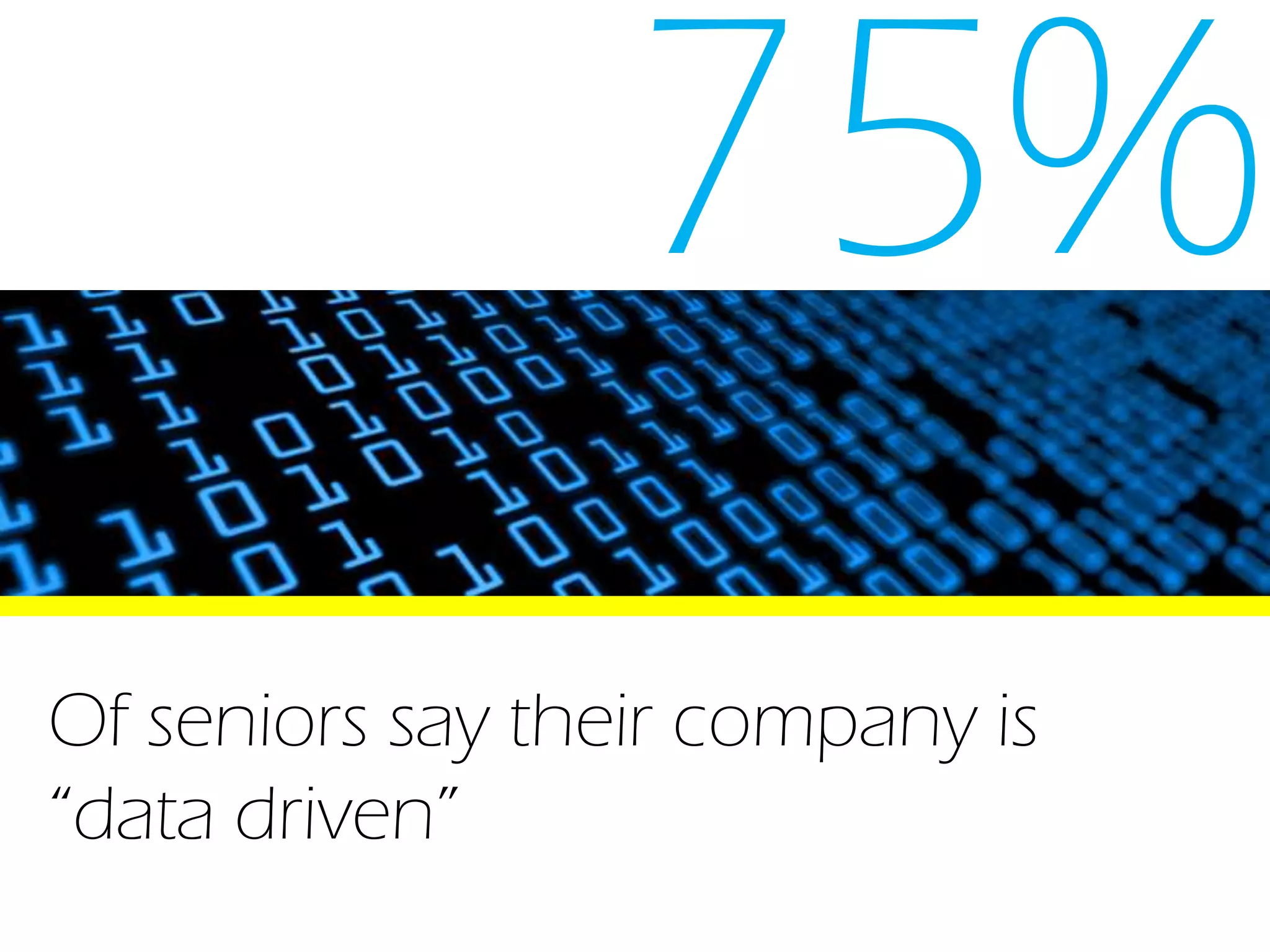 75%
Of seniors say their company is
“data driven”
 