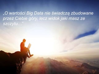 „O wartości Big Data nie świadczą zbudowane przez
Ciebie góry, lecz widok jaki masz ze szczytu…”
 