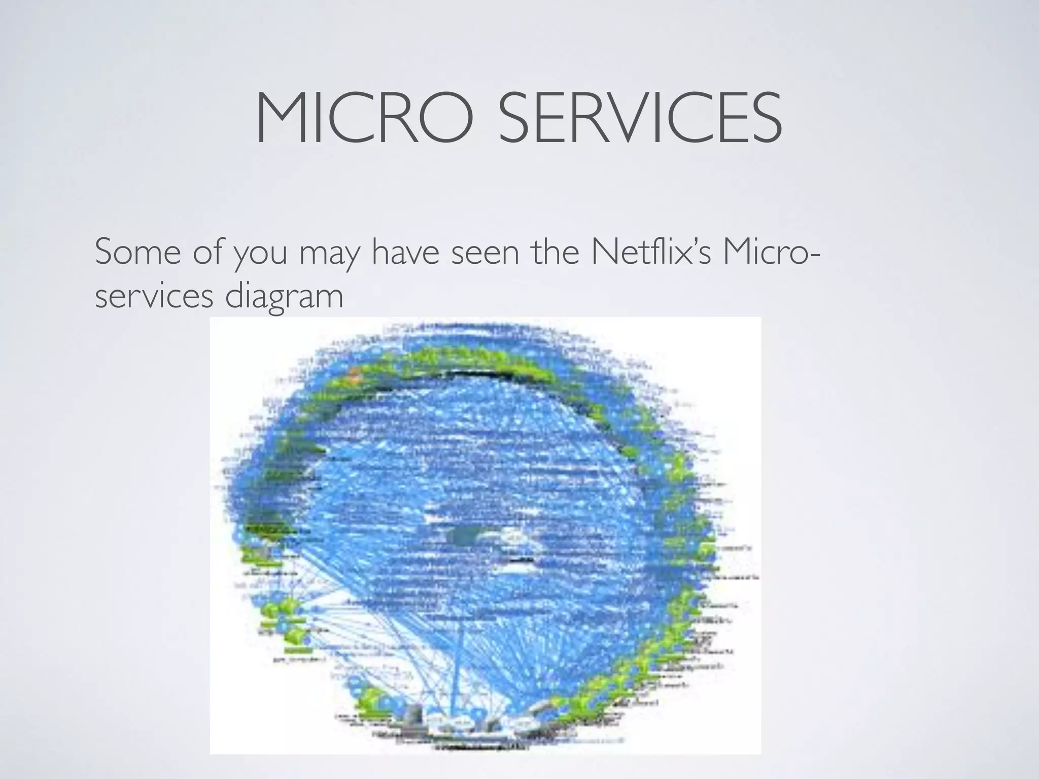 MICRO SERVICES
Some of you may have seen the Netflix’s Micro-
services diagram
 